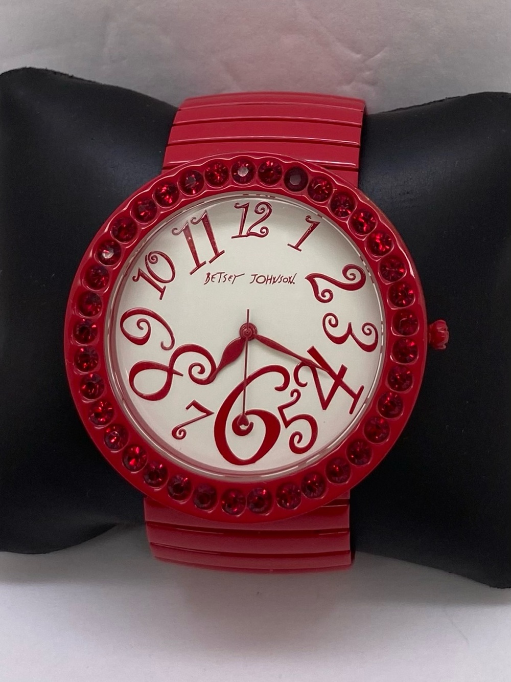 Betsey Johnson Red Crystal Bezel Women's Watch